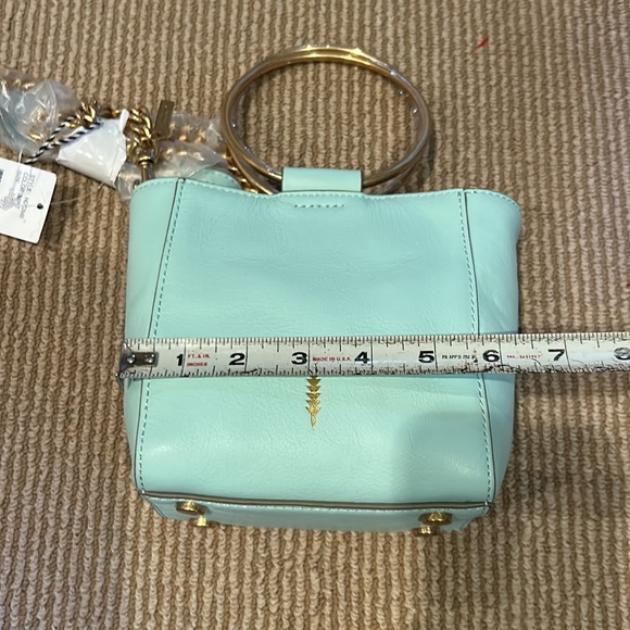 NWT THACKER le bucket mini leather satchel in mint brushed gold - Picture 10 of 14